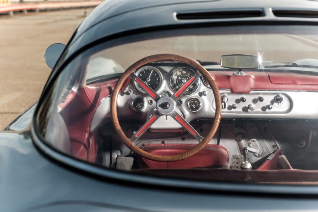 Mercedes 300 SLR Uhlenhaut Coupe interior through rear window